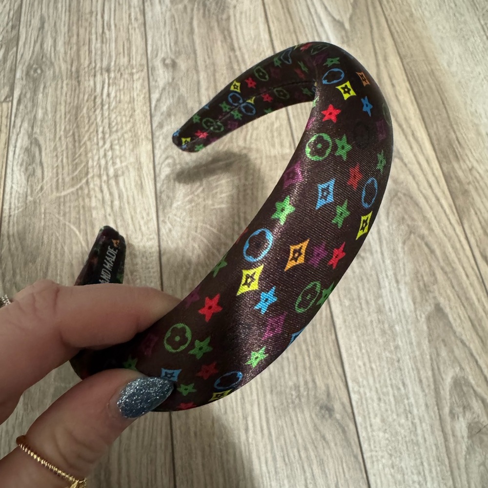 Multicolor Monogram Style Padded Fashion Headband - Picture 5 of 5